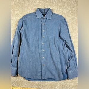 Hammer Made 100% Cotton Italian Fabric Blue Button Down Long Sleeve Size 41/16